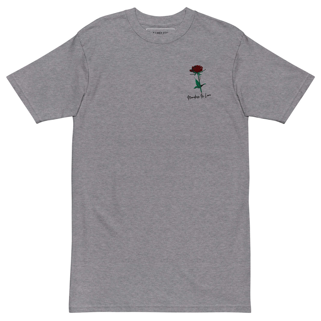 EMBROIDERED “NAMELESS IS LOVE” TEE [GREY]